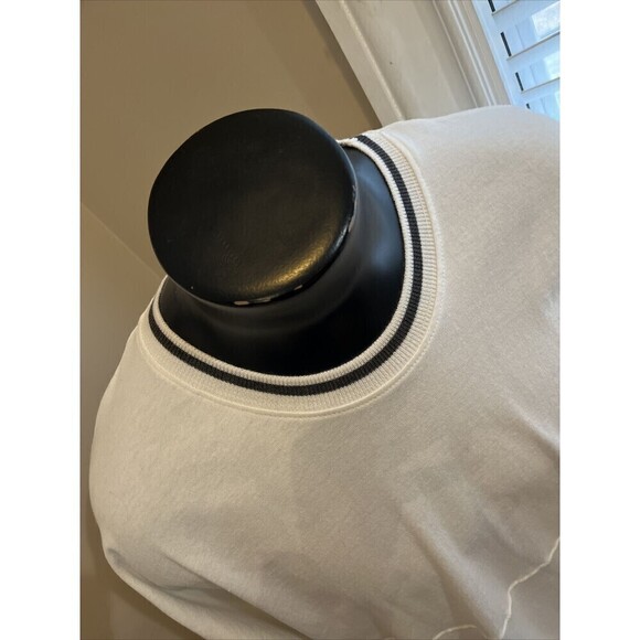 Spirit Jersey Unisex LARGE Stripe Sweatshirt White/Gray Oversize Pullover NWOT - Picture 5 of 11